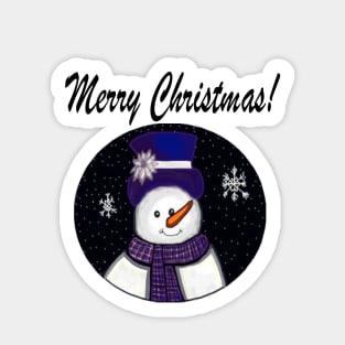 Blue Snowman Merry Christmas Sticker